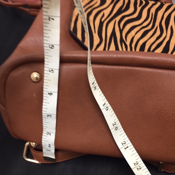 Dune London Leather Backpack Brown Zebra Calf Hair Flap Drawstring Bag NWT main image 5